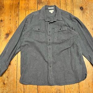 L.L. Bean Men's 2XL Dark Gray Chamois Cloth Button-Front Overshirt